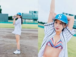 イチローを打ち取った元高校野球女子が脱いで水着になってしまう