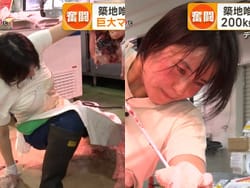 グッドモーニングで築地ツナプリンセスの巨乳乳揺れマグロ解体ショー