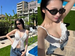 CANDY TUNE桐原美月、インスタに沖縄で撮影した巨乳谷間をあげる